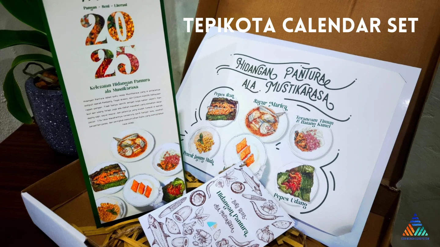 Tepikota calendar set dengan ilustrasi kuliner